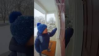 “Mom, I Can Make Snow Music!” ❄️ | Heartwarming Winter Moment | Cute Doorbell Camera Clip