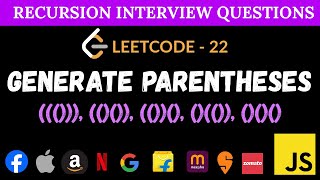 YouTube video 'Generate Parentheses – LeetCode 22 Explained with Recursion'