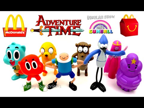 2016 McDONALD'S CARTOON NETWORK ADVENTURE TIME GUMBALL HAPPY MEAL TOYS KIDS SET 8 COLLECTION REVIEW Video