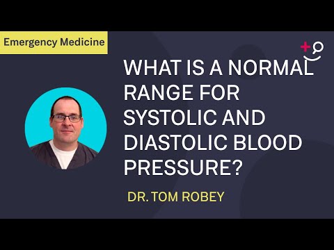 What is a normal range for systolic and diastolic blood pressure?