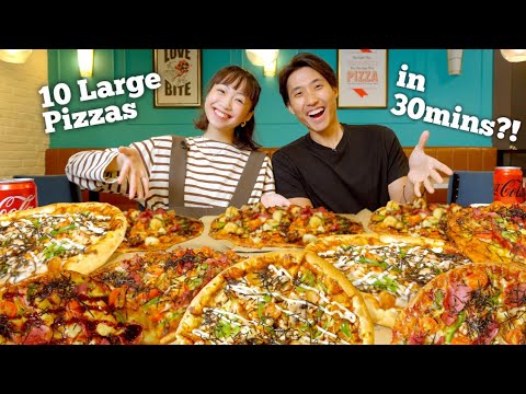 10 LARGE Domino Pizzas in 30 Minutes?! | New Ssamjeang Spicy Pizza Challenge at Domino's ft Megan!