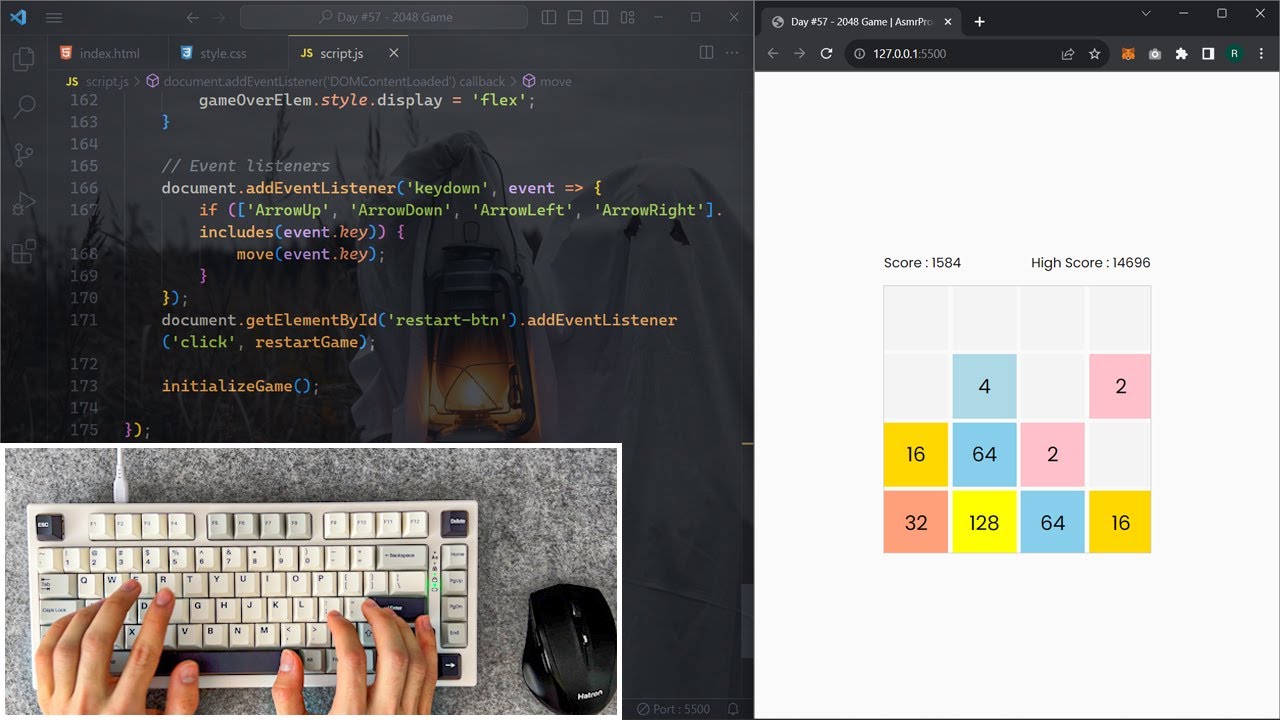 ASMR Programming - JavaScript 2048 Game - No Talking