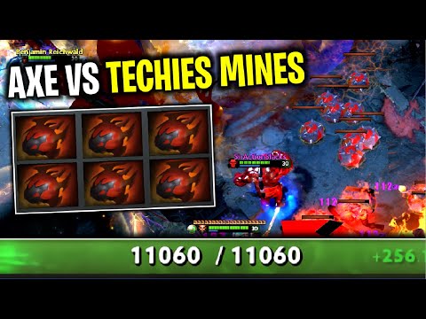 AXE VS TECHIES MINES..!! 6x Heart of Tarrasque 11.000K HP Axe 7.27 | Dota 2