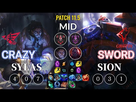 RW Crazy Sylas vs GRF Sword Sion Mid - KR Patch 11.5