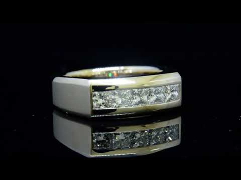 5 Stone (1.50ct Total) Natural Princess Cut Diamond Men's Band - GIA Certified