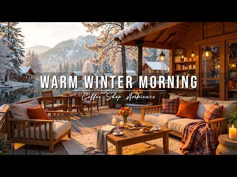 Warm Winter Morning Jazz at Outdoor Coffee Shop Ambience ❄️ Smooth Piano Jazz Music to Study, Work