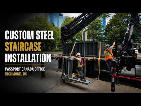 Custom Steel Staircase Installation, Passport Canada Office, Richmond BC