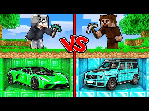 ZENGİN VS FAKİR MİLYARDER ARABA MADENİ YARIŞI - Minecraft