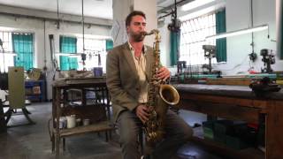 Ben Flocks plays his new Borgani Vintage Jubilee Tenor Sax inside Borgani Factory