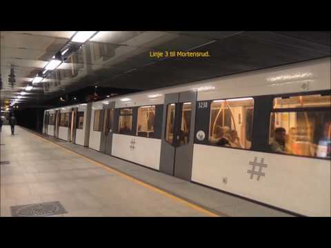 Oslo-Akershus T-bane - Linje 1-2-3-4-X: Ensjø T-banestasjon 8-2016 (Natt) [HD]