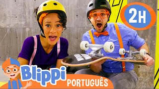 Blippi e Meekah no Parque de Skate! 🛹 2 HORAS DO BLIPPI BRASIL! 🟠 Vídeos Educativos para Crianças