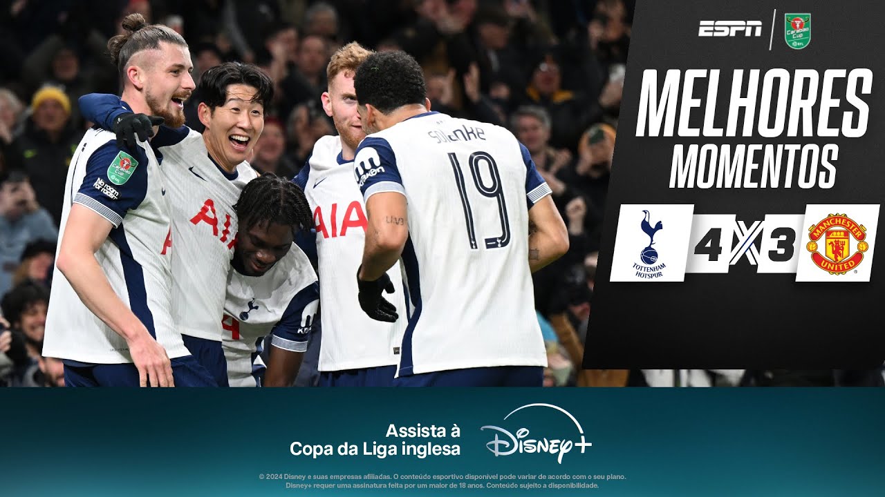 COM GOLAÇO OLÍMPICO, TOTTENHAM bate o MANCHESTER UNITED e avança na Copa da Liga | Melhores Momentos