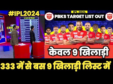 IPL Auction 2024- Top 9 Target By Punjab Kings | PBKS Target Players auction 2024 | PBKS news today