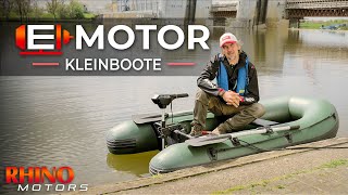 Kleines Schlauchboot: Rhino Elektro Außenbord-Motoren am kleinen Schlauchboot