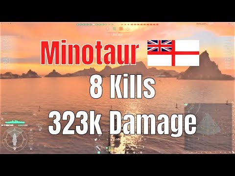 Minotaur T10 British Cruiser | 8 Kills, 323k Damage | World of Warships