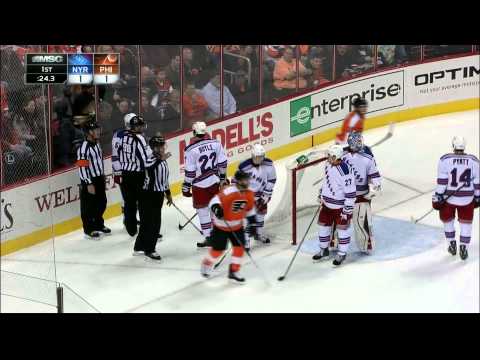 Brad Richards wrist shot goal 1-1 NY Rangers vs Philadelphia Flyers 10/24/13 NHL Hockey