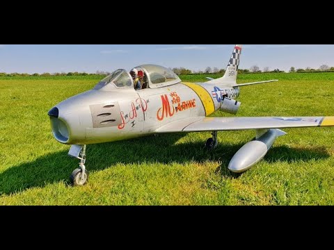 SUPER DETAILED 1/5 SCALE RC F-86 SABRE - SKYMASTER - JETCAT 180 TURBINE - DEANO RUN UP / TAXI - 2020