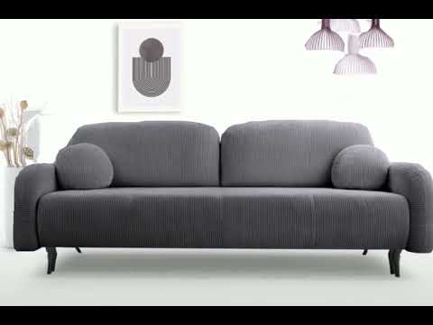 Upholstered 3 seater sofa bed CLOUDY grey