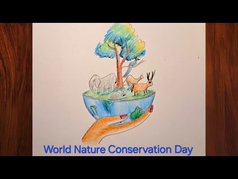 How to draw World Nature Conservation Day 🌎 / WORLD NATURE CONSERVATION DAY POSTER DRAWING 🤩