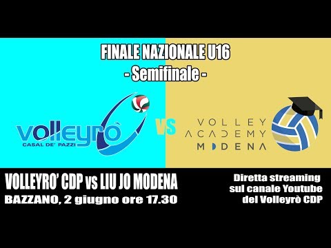 Ore 18.30 - Finali Nazionali U16 - Semifinale: Volleyrò CDP / Liu Jo Modena