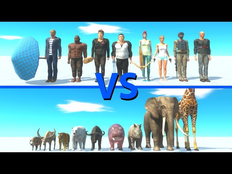 MODERN HUMANS Team vs MODERN MAMMALS Team - Animal Revolt Battle Simulator