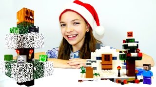 Секреты игры Майнкрафт - Наряжаем новогоднюю елку Лего Майнкрафт!