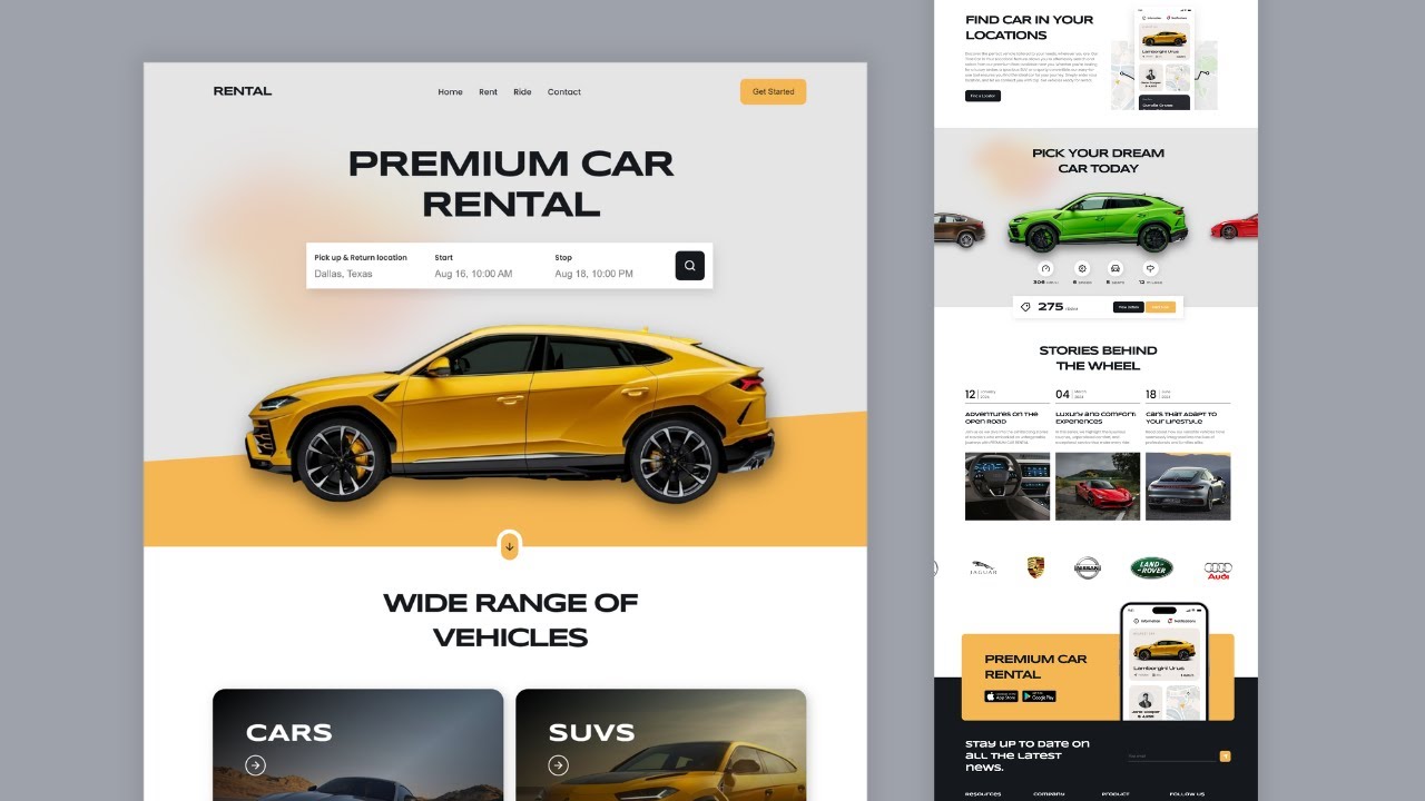 Build A Responsive Premium Car Rental Website Using HTML CSS & JavaScript