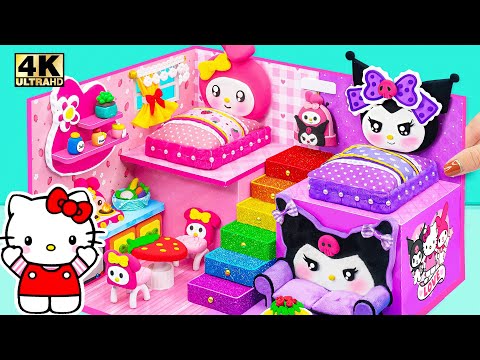 Build Adorable Hello Kitty House with My Melody 2 Bedroom, Kuromi Purple Room 💗💜 DIY Miniature House