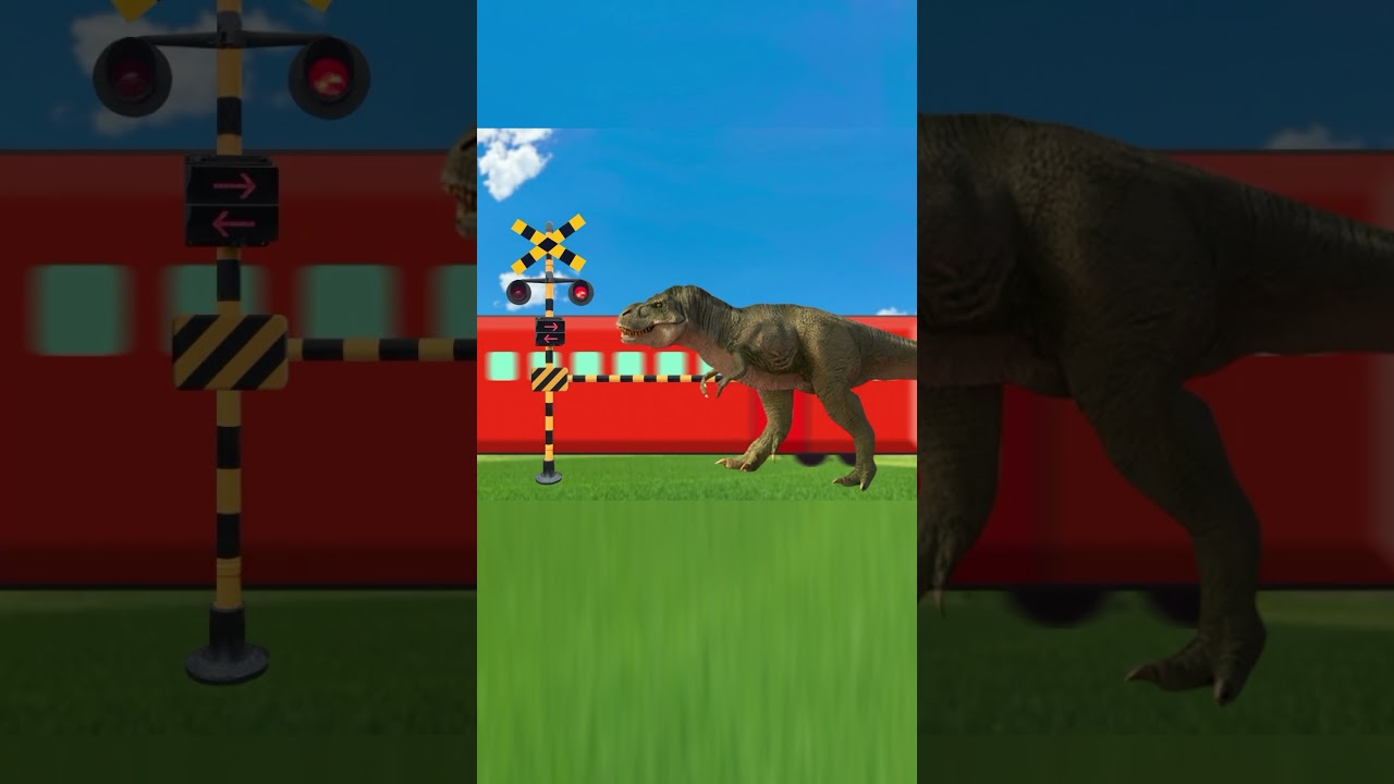 【踏切】踏切を守るティラノサウルス