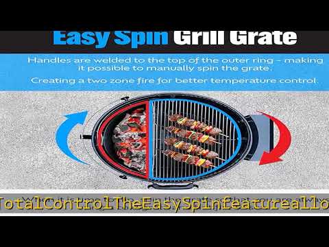 SnS Grills EasySpin Charcoal Grill Cooking Grate, 304 Stainless Steel, Large Hinged Opening, Perfec