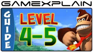 Donkey Kong Country Returns 3D: 4-5 Crowded Cavern (Puzzle Pieces, KONG Letters Guide, Walkthrough)