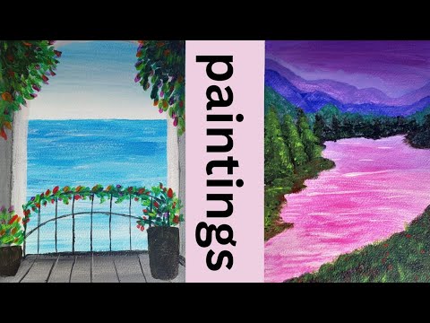 easy acrylic painting tutorial step by step |landscape painting |pink sunset |sea view painting|art