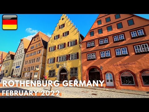 Rothenburg ob der Tauber Alemanha Excursão a pé em 4K | Fevereiro de 2022