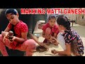 Janavi And Gayathri Making మట్టి Ganesh Making Sand Ganesh