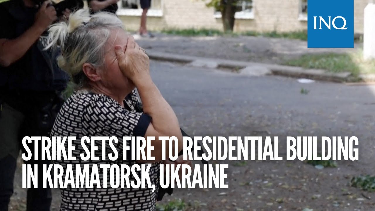 Strike sets fire to residential building in Kramatorsk, Ukraine