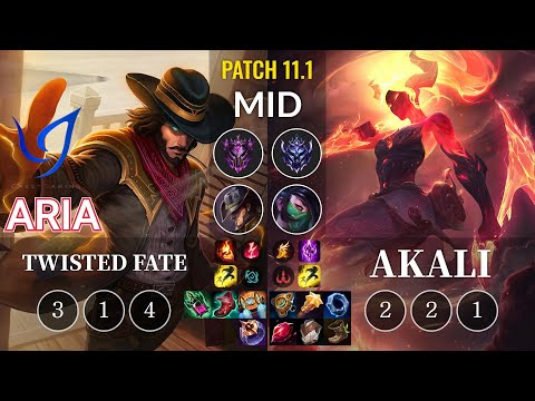 CGA Aria Twisted Fate vs Akali Mid - KR Patch 11.1