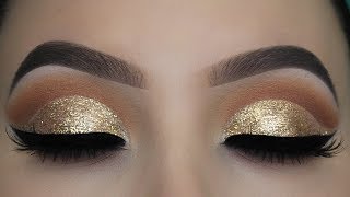 Crystal Gold Glitter Eye Makeup Tutorial