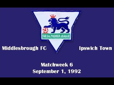 FA Premier League. Season 1992-1993. Matchweek 6. Middlesbrough FC - Ipswich Town - 2:2. Highlights.