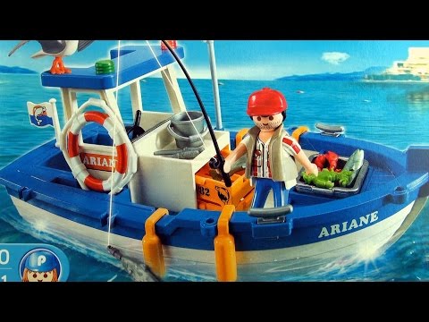 Playmobil Fishing Boat 5131 - Fisherman with Boat toy - Playmobil  Fischer mit Boot Fischerboot