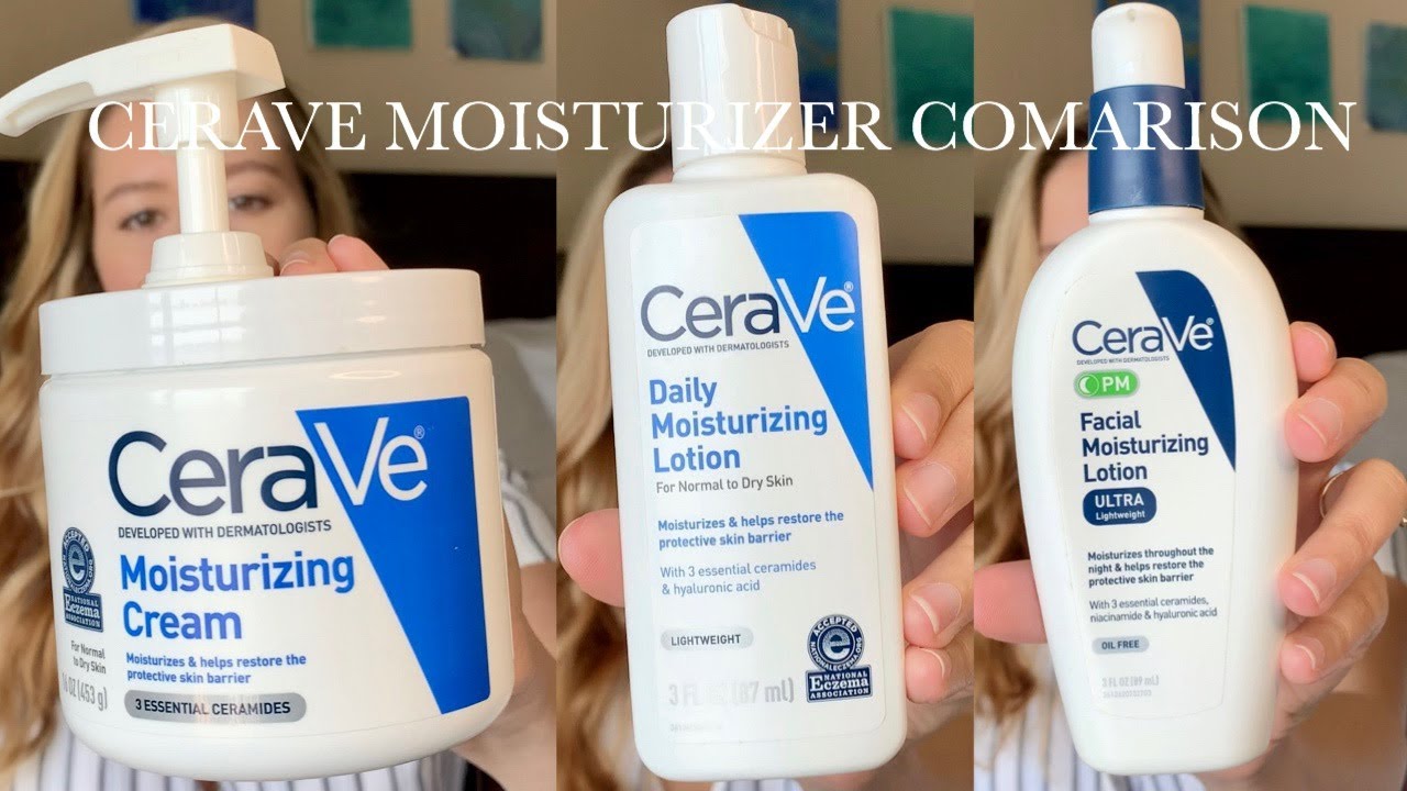 CeraVe PM Facial Moisturizing Lotion vs. CeraVe Daily Moisturizing Lotion vs. Moisturizing Cream
