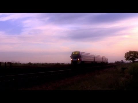 V/line V/locity passenger railcar at sunset - PoathTV Railroads, Railways & Trains in Australia