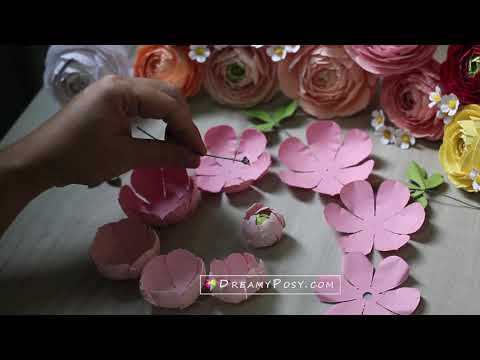 Cardstock Ranunculus flower tutorial and template