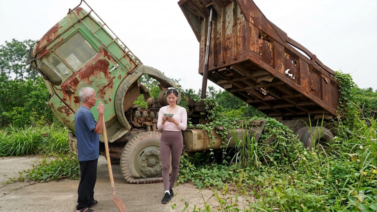 Genius Girl: Restarts an (18-Ton) KAMAZ Dump Truck Abandoned for 20 Years by a Retired Old Man 🛠🛠🛠