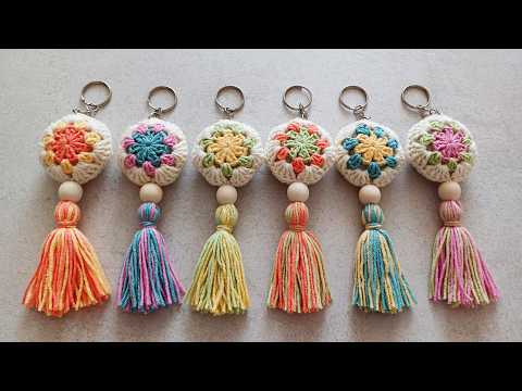 Crochet Keychains with Colorful Tassels | Easy & Cute Gift Ideas