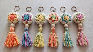 Crochet Keychains with Colorful Tassels | Easy & Cute Gift Ideas