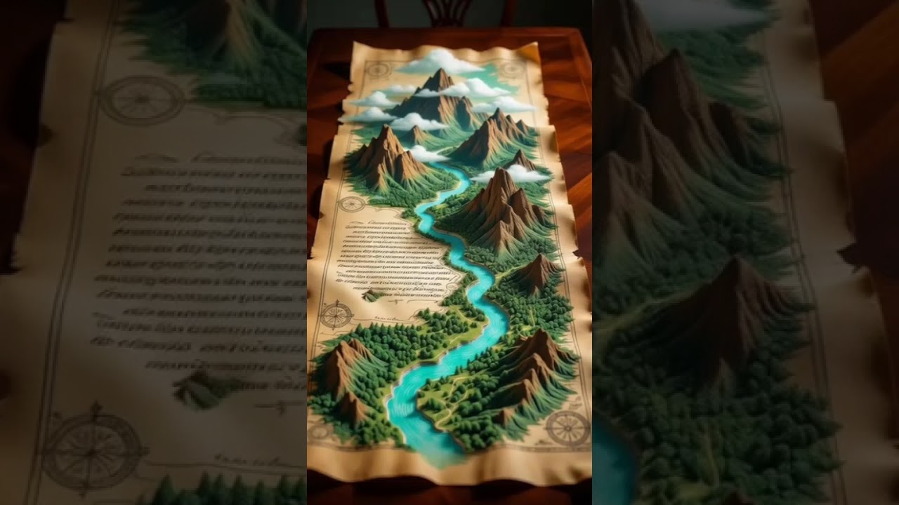 3D Fantasy Map Unfolds Into a Magical World |Enchanted River, Mountains & Animals #mapmagic #citymap