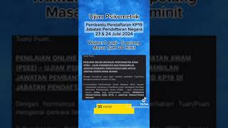 Download lagu Tarikh Ujian Psikometrik Pembantu Pendaftaran KP19 JPN 2024 mp3