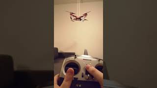 F450 Drone hanging experiment inside with new battery and T8FB controller (India special)