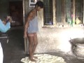 unhygienic bread making by feet