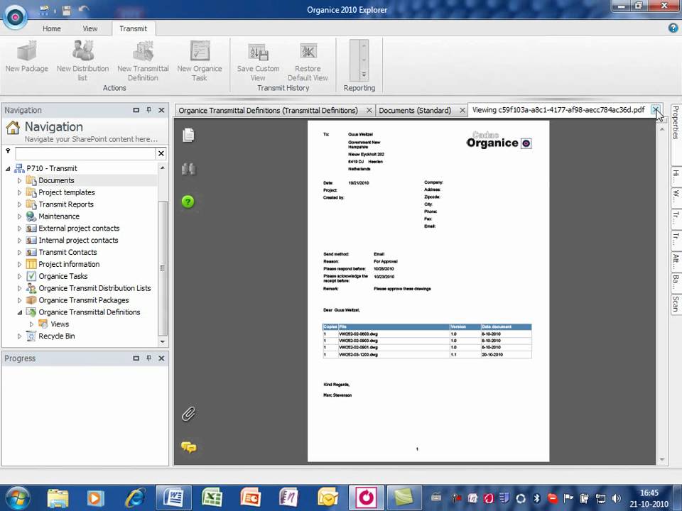 Cadac Organice Transmit - Sending Transmittals